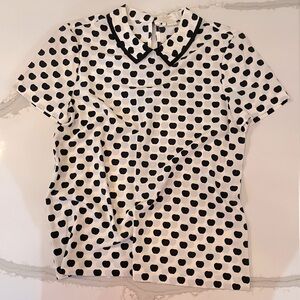 Kate Spade Silk Sierra Top Black New York Apple Collared Blouse Size 4 NWOT